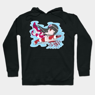 Goldfish Mermaid with Red Crystal Shrimp Hoodie